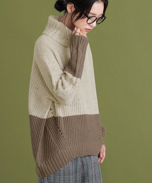 osharewalker（オシャレウォーカー）の「『配色MIXネップヤーンタートルネックニット』（ニット/セーター・レディース・カーキ/マスタード/ライトベージュ・FREE）」の12枚目の写真