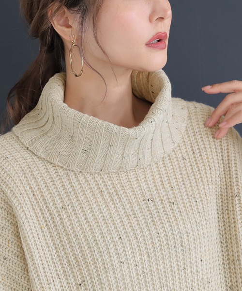 osharewalker（オシャレウォーカー）の「『配色MIXネップヤーンタートルネックニット』（ニット/セーター・レディース・カーキ/マスタード/ライトベージュ・FREE）」の15枚目の写真