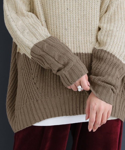 osharewalker（オシャレウォーカー）の「『配色MIXネップヤーンタートルネックニット』（ニット/セーター・レディース・カーキ/マスタード/ライトベージュ・FREE）」の17枚目の写真