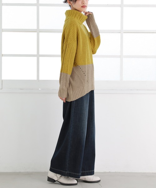 osharewalker（オシャレウォーカー）の「『配色MIXネップヤーンタートルネックニット』（ニット/セーター・レディース・カーキ/マスタード/ライトベージュ・FREE）」の7枚目の写真