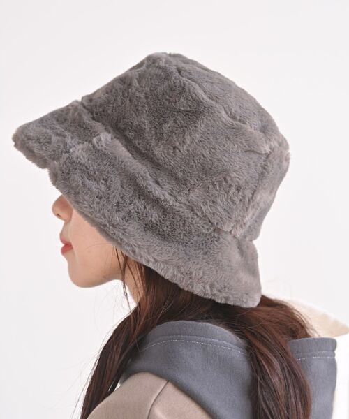 フェイクファーバケットハット