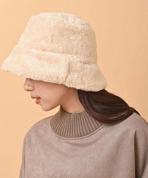 フェイクファーバケットハット