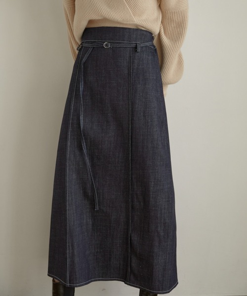 ACYM(アシーム)の「Stitch denim long スカート(スカート・レディース・インディゴブルー/ブラック・FREE)」の11枚目の写真