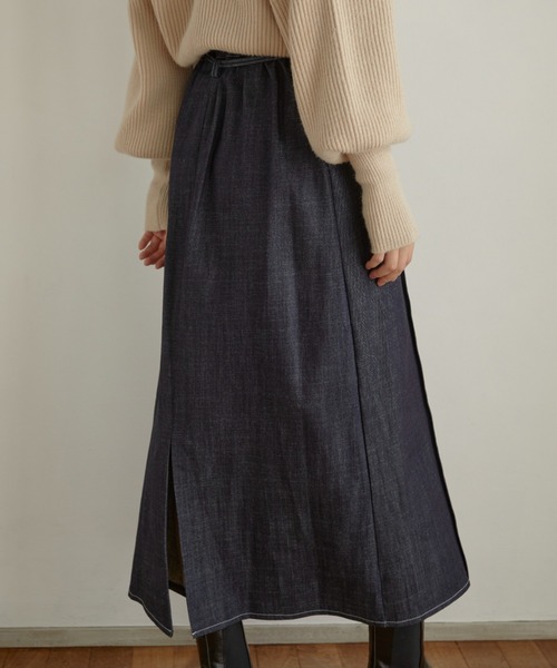 ACYM(アシーム)の「Stitch denim long スカート(スカート・レディース・インディゴブルー/ブラック・FREE)」の6枚目の写真