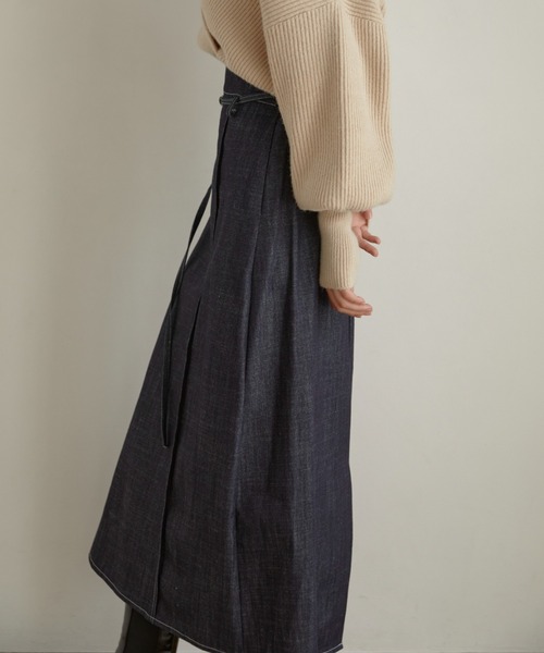 ACYM(アシーム)の「Stitch denim long スカート(スカート・レディース・インディゴブルー/ブラック・FREE)」の8枚目の写真