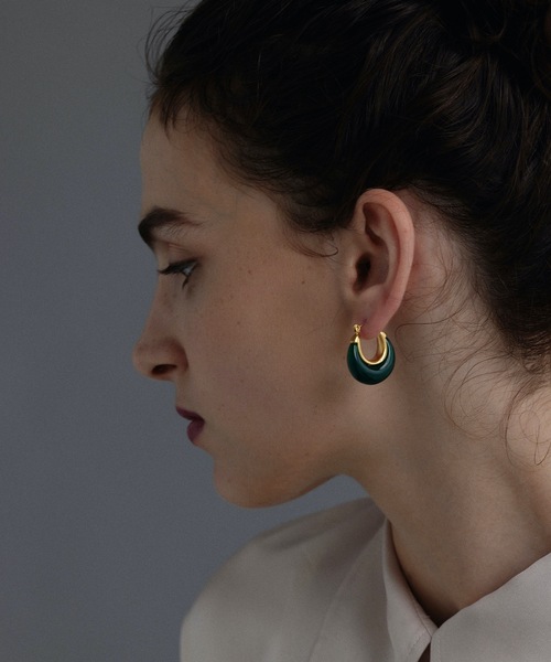 CENE（セネ）の「【CENE】セネ/カラースモールフープピアス（ピアス（両耳用）・レディース・ホワイト/グリーン/クリア・FREE）」の15枚目の写真