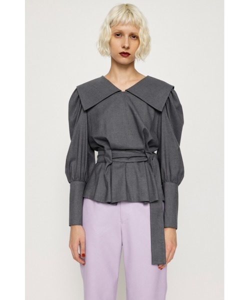 SLY(スライ)の「BIG COLLAR BROWSING TOPS ビッグカラー ブラウジン グトップス(シャツ/ブラウス・レディース・グレー/ブラウン系その他2・FREE)」の4枚目の写真