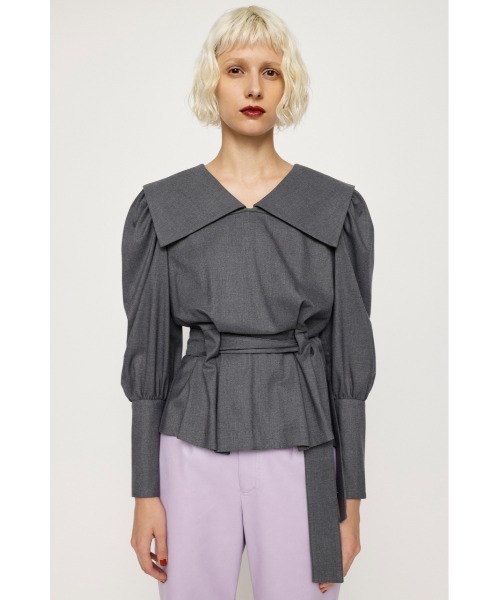 SLY(スライ)の「BIG COLLAR BROWSING TOPS ビッグカラー ブラウジン グトップス(シャツ/ブラウス・レディース・グレー/ブラウン系その他2・FREE)」の6枚目の写真