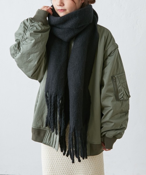 PUAL CE CIN（ピュアルセシン）の「起毛フェイクウール無地マフラー（ストール/ショール・レディース・アイボリー/ライトベージュ/ブラック/ピンクベージュ/ミント・FREE）」の3枚目の写真