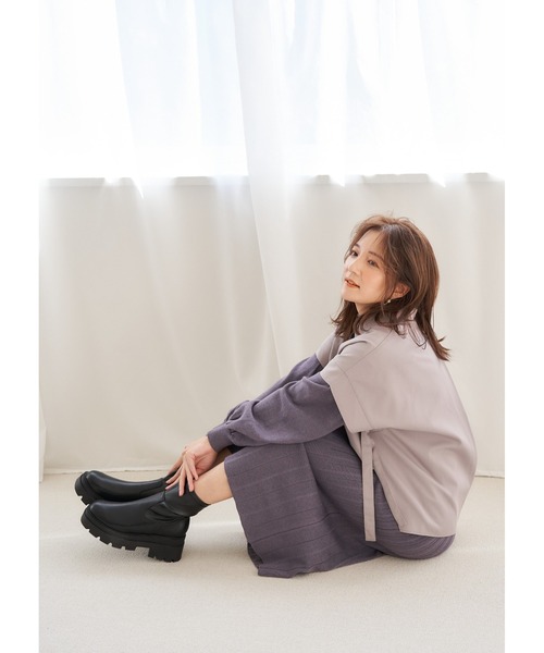 Mafmof（マフモフ）の「Mafmof(マフモフ)厚底トラックソールストレッチブーツ（ブーツ・レディース・ブラック/ブラック系その他/ダークブラウン/ホワイト・S/M/L/LL）」の15枚目の写真