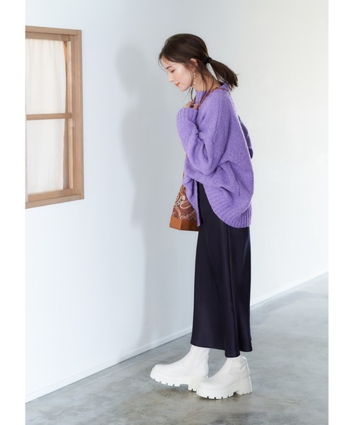 Mafmof（マフモフ）の「Mafmof(マフモフ)厚底トラックソールストレッチブーツ（ブーツ・レディース・ブラック/ブラック系その他/ダークブラウン/ホワイト・S/M/L/LL）」の21枚目の写真