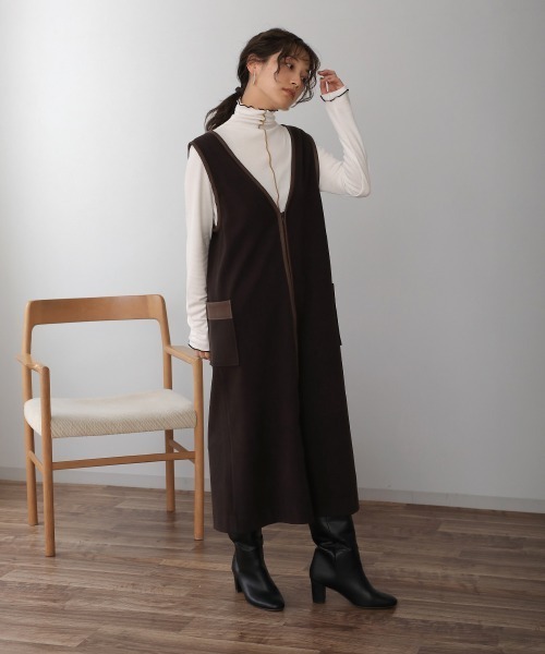Bou Jeloud（ブージュルード）の「配色メロータートルプルオーバー（ニット/セーター・レディース・イエロー/ブラック/オフホワイト・FREE）」の4枚目の写真