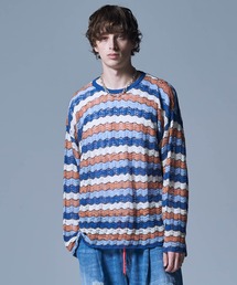 glamb / ニット・セーター(薄手)/--/コットン/BLU/ボーダー/GB0124/KNT09 glamb｜グラムのニット/セーター（ボーダー柄）通販 - ZOZOTOWN