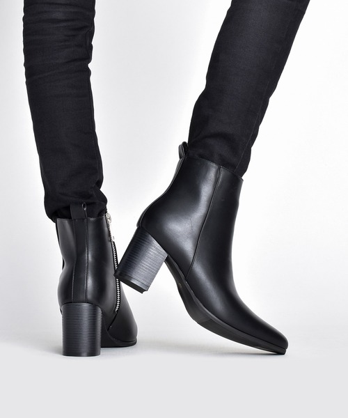 Ann demeulemeester スクエア サイドジップ ヒールブーツ Ann