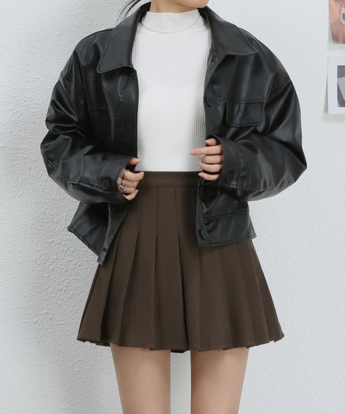 MAISON DE THERESE(メゾン ド テレーズ)の「ラシャハイウエストAラインプリーツミニスカート(スカート・レディース・グレー/ブラック/ブラウン/アイボリー・M/S/L)」の2枚目の写真