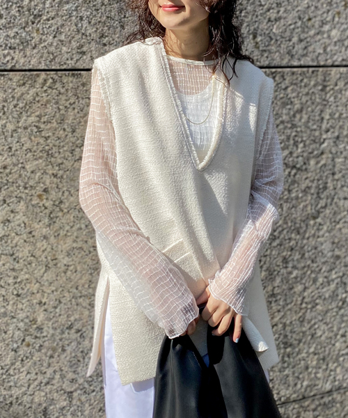 JOINT WORKS（ジョイントワークス）の「ツイード フリンジベスト（ベスト・レディース・アイボリー・FREE）」の12枚目の写真