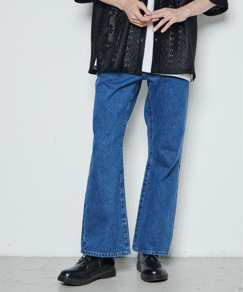 THE STANDARD（ザスタンダード）の「WEGO/フレアデニムパンツ（デニムパンツ・メンズ・ブラック/ライトインディゴブルー/インディゴブルー・LARGE/MEDIUM）」の8枚目の写真