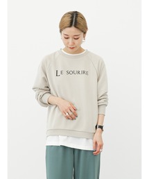 Samansa Mos2 blue | ボリュームラグランロゴプルオーバー(Tシャツ/カットソー)