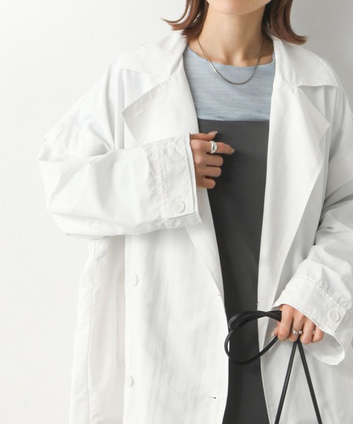 Chillfar（チルファー）の「袖取り外しダブルテーラーコート（トレンチコート・レディース・ブラック/ベージュ/オフホワイト/グリーン/マスタード・MEDIUM/LARGE）」の22枚目の写真