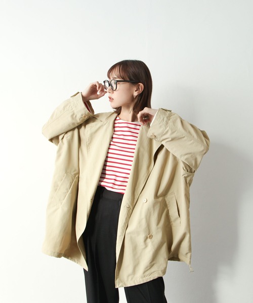 Chillfar（チルファー）の「袖取り外しダブルテーラーコート（トレンチコート・レディース・ブラック/ベージュ/オフホワイト/グリーン/マスタード・MEDIUM/LARGE）」の17枚目の写真