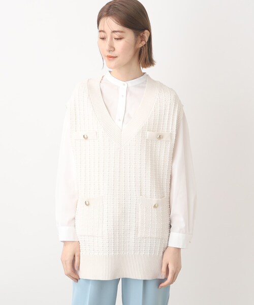 grove(グローブ)の「◆旬なレイヤードスタイルが楽しめるツイードベスト(ベスト・レディース・ネイビー/オフホワイト/ホワイト系6・02)」の22枚目の写真