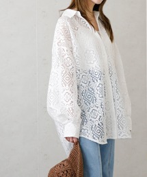 Per sist ence/パーシエンス ラッセルレースオーバーサイズシャツ