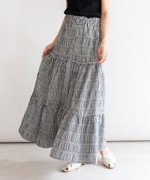 ギンガムチェックティアードスカート