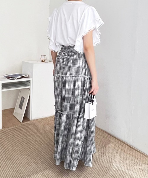 VitaFelice（ヴィータフェリーチェ）の「ギンガムチェックティアードスカート（スカート・レディース・ブラック/ブルー・FREE）」の11枚目の写真