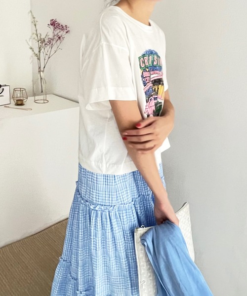 VitaFelice（ヴィータフェリーチェ）の「ギンガムチェックティアードスカート（スカート・レディース・ブラック/ブルー・FREE）」の10枚目の写真