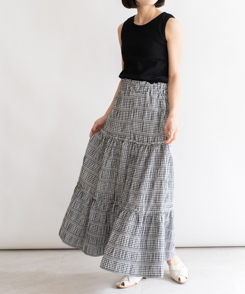 VitaFelice（ヴィータフェリーチェ）の「ギンガムチェックティアードスカート（スカート・レディース・ブラック/ブルー・FREE）」の20枚目の写真