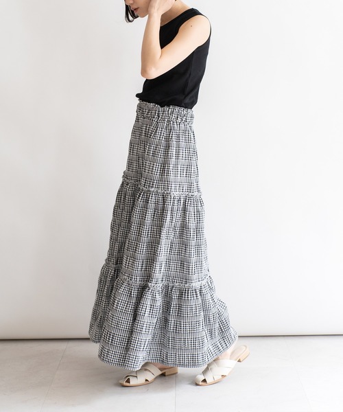 VitaFelice（ヴィータフェリーチェ）の「ギンガムチェックティアードスカート（スカート・レディース・ブラック/ブルー・FREE）」の15枚目の写真