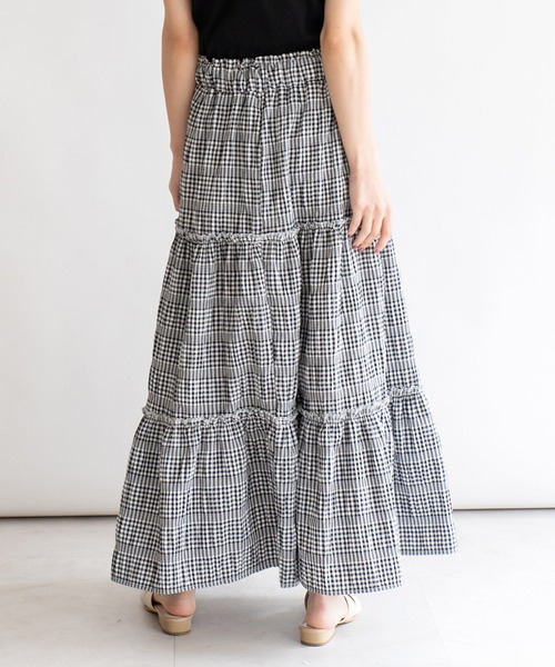 VitaFelice（ヴィータフェリーチェ）の「ギンガムチェックティアードスカート（スカート・レディース・ブラック/ブルー・FREE）」の14枚目の写真