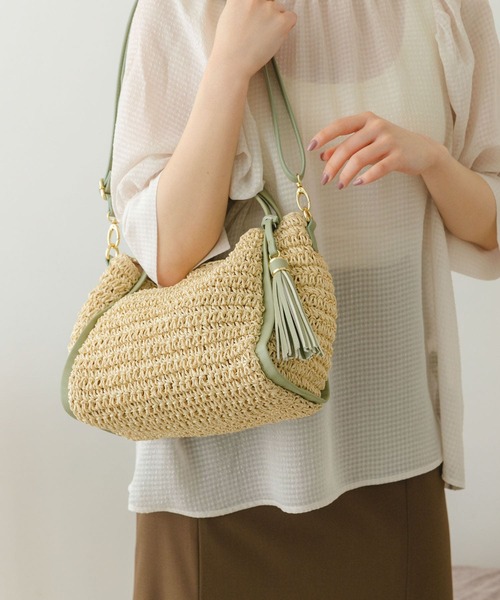 RODE SKO（ロデスコ）の「タッセル付きペーパーミニバッグ（かごバッグ・レディース・ベージュ/ナチュラル/ベージュ系その他・ONE）」の11枚目の写真