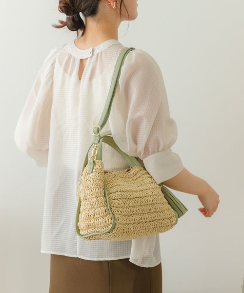 RODE SKO（ロデスコ）の「タッセル付きペーパーミニバッグ（かごバッグ・レディース・ベージュ/ナチュラル/ベージュ系その他・ONE）」の12枚目の写真