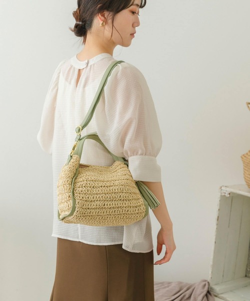 RODE SKO（ロデスコ）の「タッセル付きペーパーミニバッグ（かごバッグ・レディース・ベージュ/ナチュラル/ベージュ系その他・ONE）」の13枚目の写真