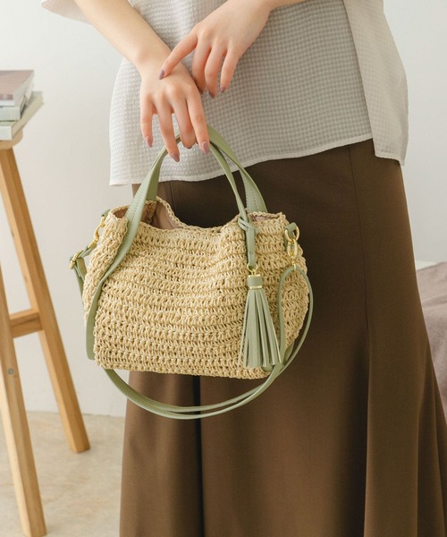 RODE SKO（ロデスコ）の「タッセル付きペーパーミニバッグ（かごバッグ・レディース・ベージュ/ナチュラル/ベージュ系その他・ONE）」の16枚目の写真