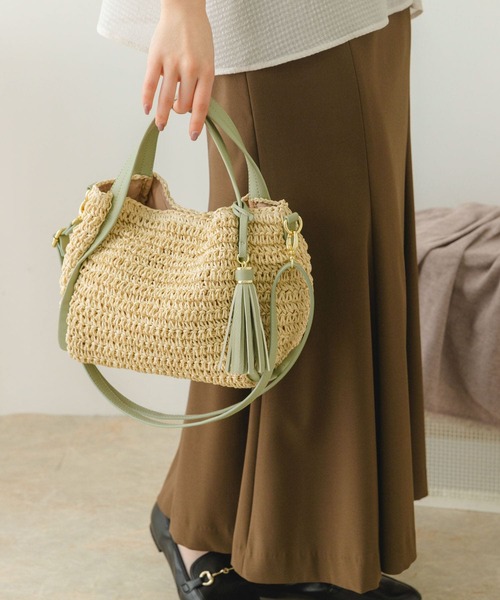 RODE SKO（ロデスコ）の「タッセル付きペーパーミニバッグ（かごバッグ・レディース・ベージュ/ナチュラル/ベージュ系その他・ONE）」の17枚目の写真