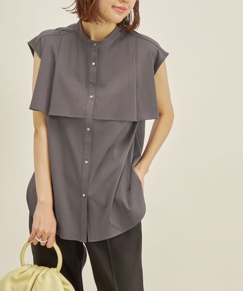 SHIPS(シップス)の「〈手洗い可能〉ALBINI ケープ デザイン カットソー◆(Tシャツ/カットソー・レディース・ブラック/オフホワイト/ダークグレー/ブルー・ONE SIZE)」の4枚目の写真