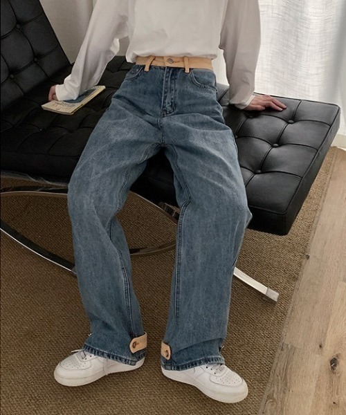 Vipoa(ヴィポア)の「ルーズシルエットリメイクデザインデニム(デニムパンツ・レディース・ブルー・MEDIUM/LARGE)」の4枚目の写真