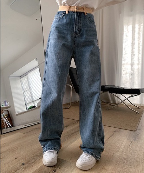 Vipoa(ヴィポア)の「ルーズシルエットリメイクデザインデニム(デニムパンツ・レディース・ブルー・MEDIUM/LARGE)」の5枚目の写真