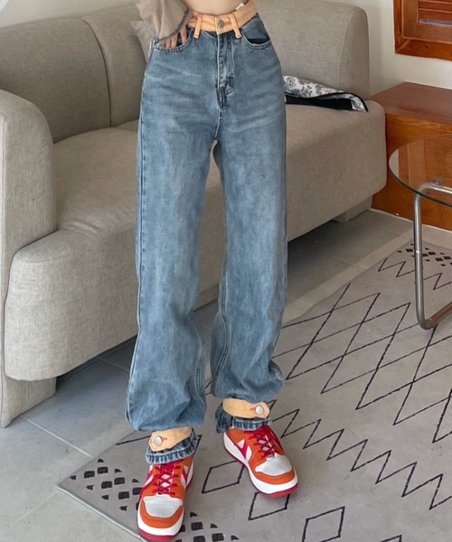 Vipoa(ヴィポア)の「ルーズシルエットリメイクデザインデニム(デニムパンツ・レディース・ブルー・MEDIUM/LARGE)」の11枚目の写真