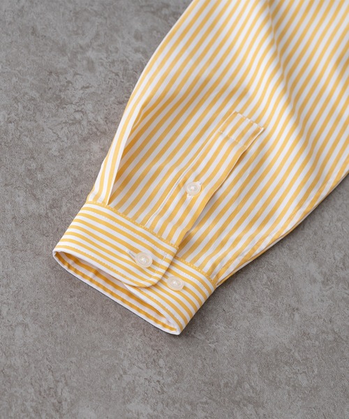 BRICK & SONS（ブリックアンドサンズ）の「リラックスバックプリーツシャツ＜イエローストライプ＞（シャツ/ブラウス・メンズ・イエロー・XS/S/M/L）」の3枚目の写真
