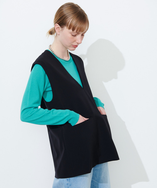 新品タグ付き✨ Wクロス ロングベスト ネイビー 新品タグ付き✨ Wクロス ロングベスト ネイビー - メルカリ