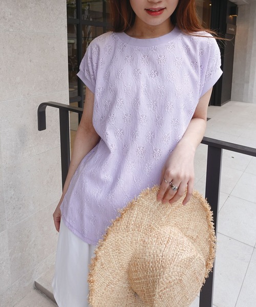 CORNERS（コーナーズ）の「ストレッチレースフレンチプルオーバー（Tシャツ/カットソー・レディース・ラベンダー/ミント/ブラック/ホワイト・FREE）」の11枚目の写真