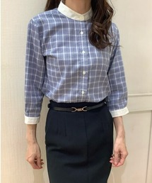 Pitta Re:) | 綿100% やわらかガーゼ スタンドカラー 七分袖カジュアルシャツ(シャツ/ブラウス)