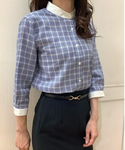 Pitta Re:)（ピッタリ）の「【Pitta Re:)】ふわっとガーゼシャツ 七分袖 綿100% レディースカジュアルシャツ（シャツ/ブラウス・レディース・ブルー・S/M/L/LL）」の5枚目の写真