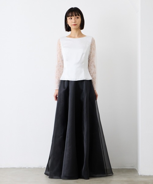 AIMER（エメ）の「レース袖×サテン長袖ブラウス（シャツ/ブラウス