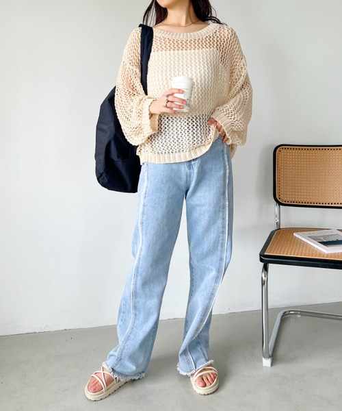 CLEA(クレア)の「フリンジライン ストレートデニムパンツ(デニムパンツ・レディース・ブルー/ライトブルー・M/L)」の19枚目の写真