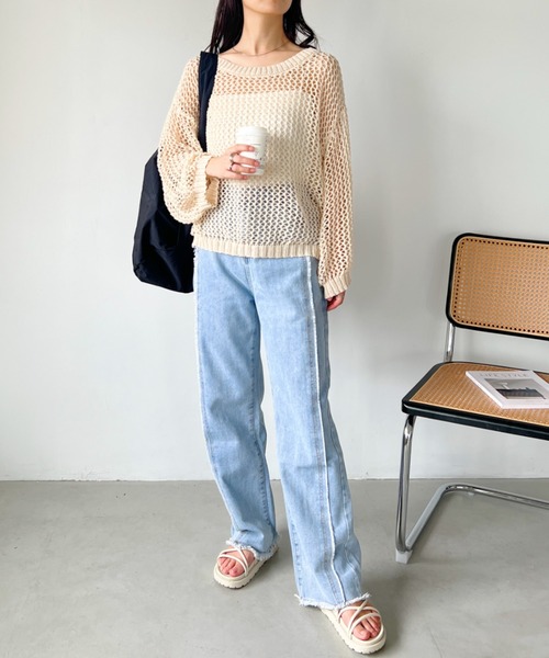 CLEA(クレア)の「フリンジライン ストレートデニムパンツ(デニムパンツ・レディース・ブルー/ライトブルー・M/L)」の20枚目の写真