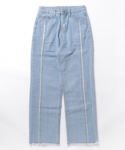 CLEA(クレア)の「フリンジライン ストレートデニムパンツ(デニムパンツ・レディース・ブルー/ライトブルー・M/L)」の11枚目の写真